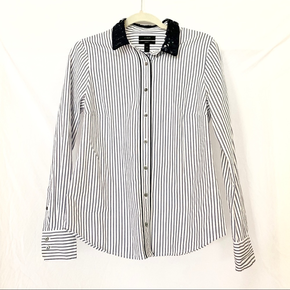 J. Crew Perfect Shirt with Sequin Collar